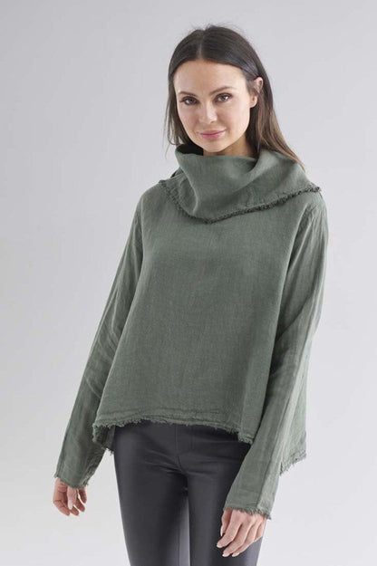 The Linen Baron Top - Khaki