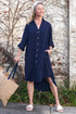 Linen Shirt Dress - Navy