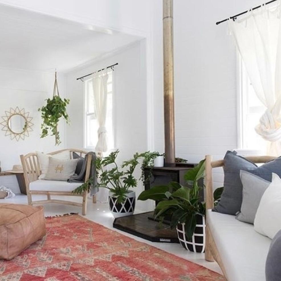 Dark Slate Gray Luca Boho Linen Curtain - Natural Natural / Rectangle: 140x260cm