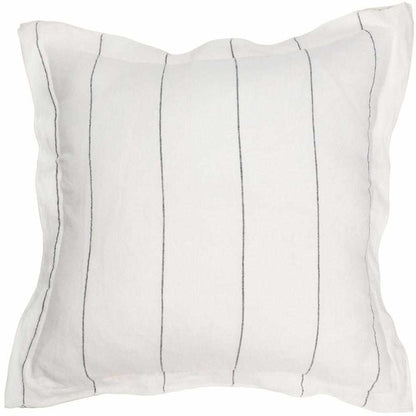 Beige Carter Linen Cushion White with Charcoal Pinstripe / Small Square: 50x50cm,White with Charcoal Pinstripe / Large Square: 60x60cm