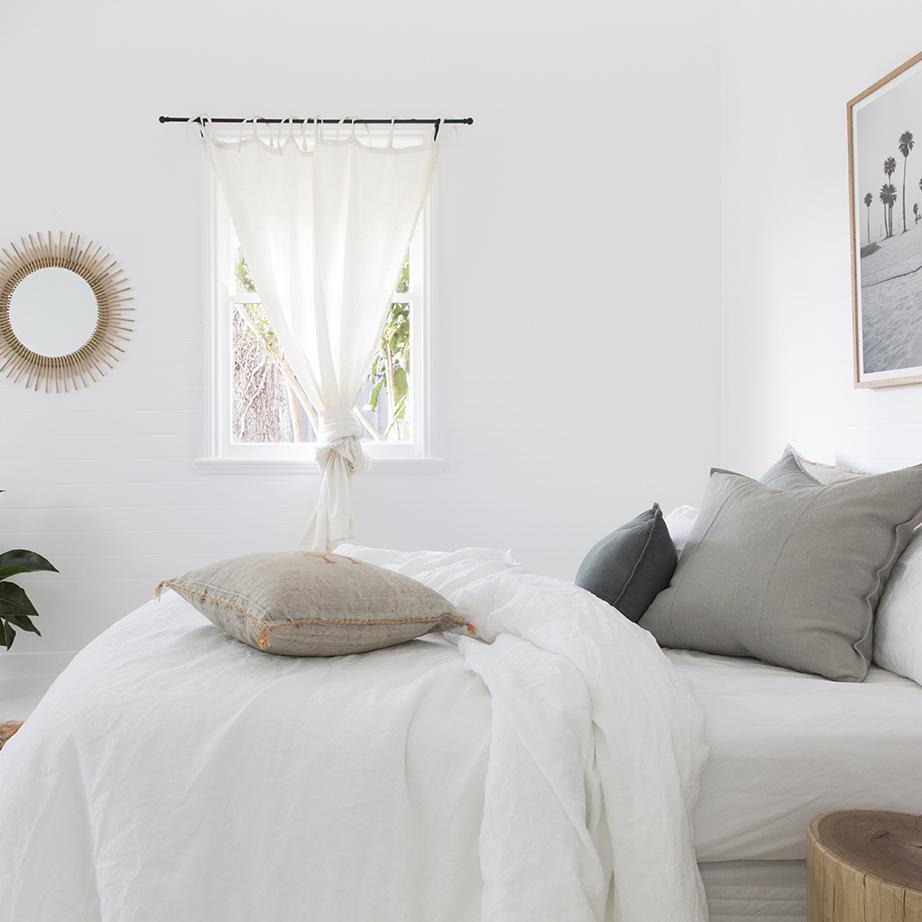 Light Gray Luca Boho Linen Curtain - White White / Rectangle: 140x260cm