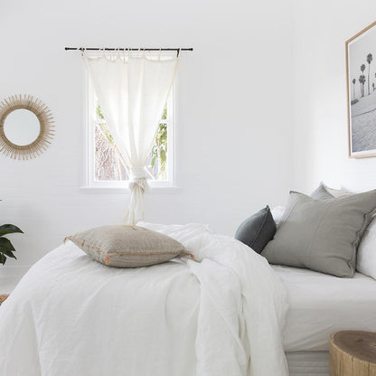 Light Gray Luca Boho Linen Curtain - White White / Rectangle: 140x260cm