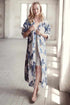 Gray The Tulip Linen Robe OSFA / Blue Floral