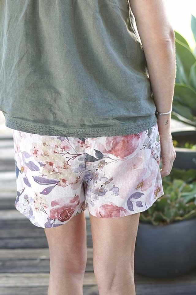 Slate Gray Posy Linen Shorts S/M,M/L