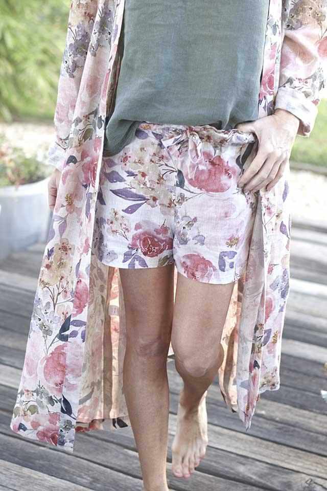 Thistle Posy Linen Shorts S/M,M/L
