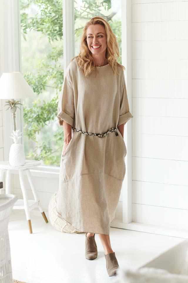 Rosy Brown The Malle Linen Dress - Natural Natural / OSFA