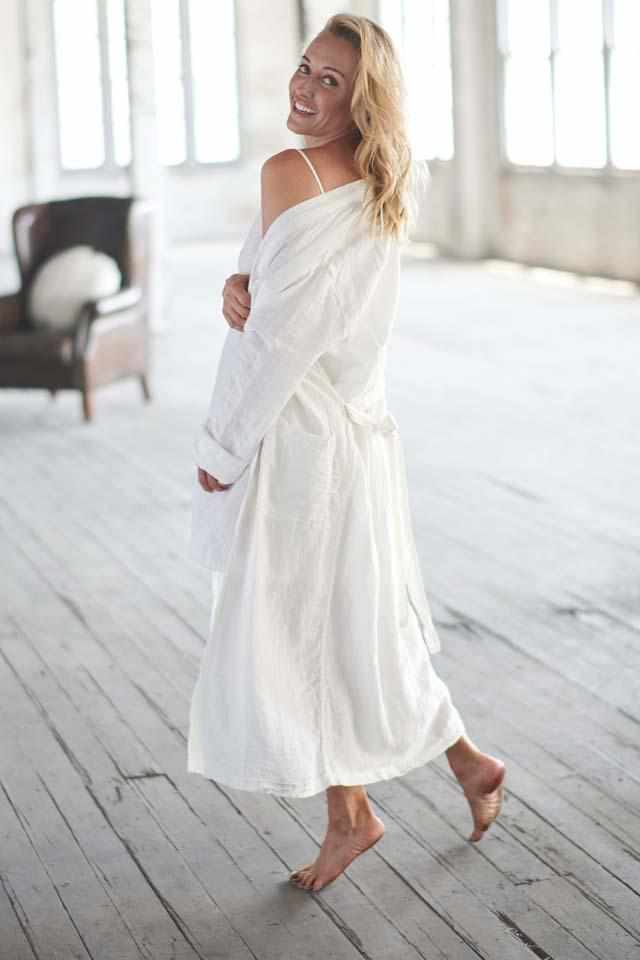 Lavender The Linen Robe - White White / OSFA