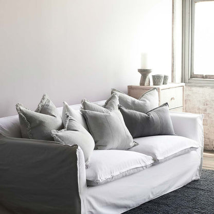 Luca linen cushions and luca boho cushions on a sofa