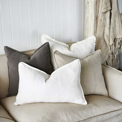 Luca linen cushions and luca boho cushions on a sofa