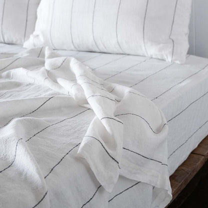 Euro Linen White Stripe Carter Quilt Cover Set