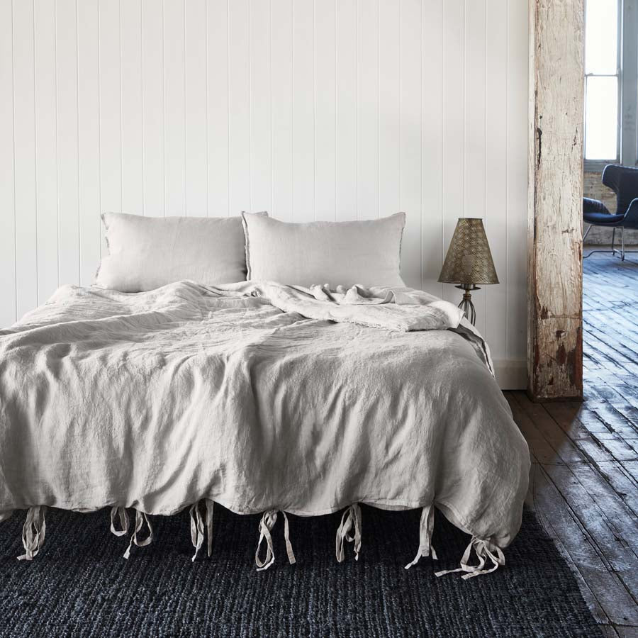 French Linen Quilt Cover - Silver Grey