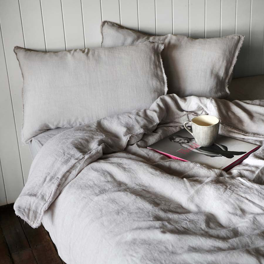 French Linen Pillowcase Set - Silver Grey