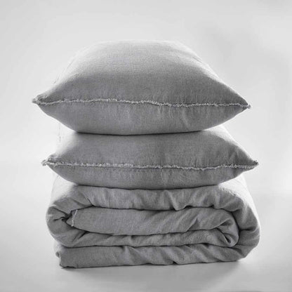Slate Euro linen quilt cover and linen pillow cases