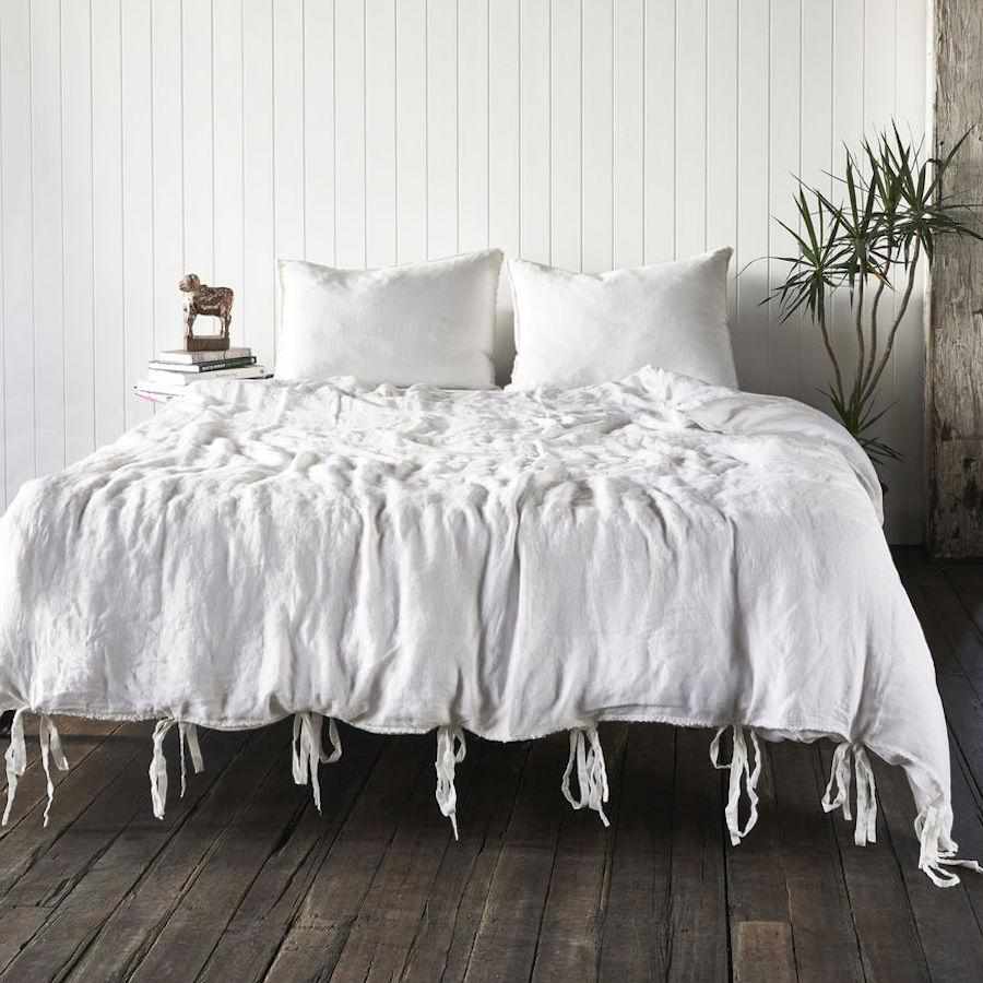 White Euro Linen Pillow Case Set
