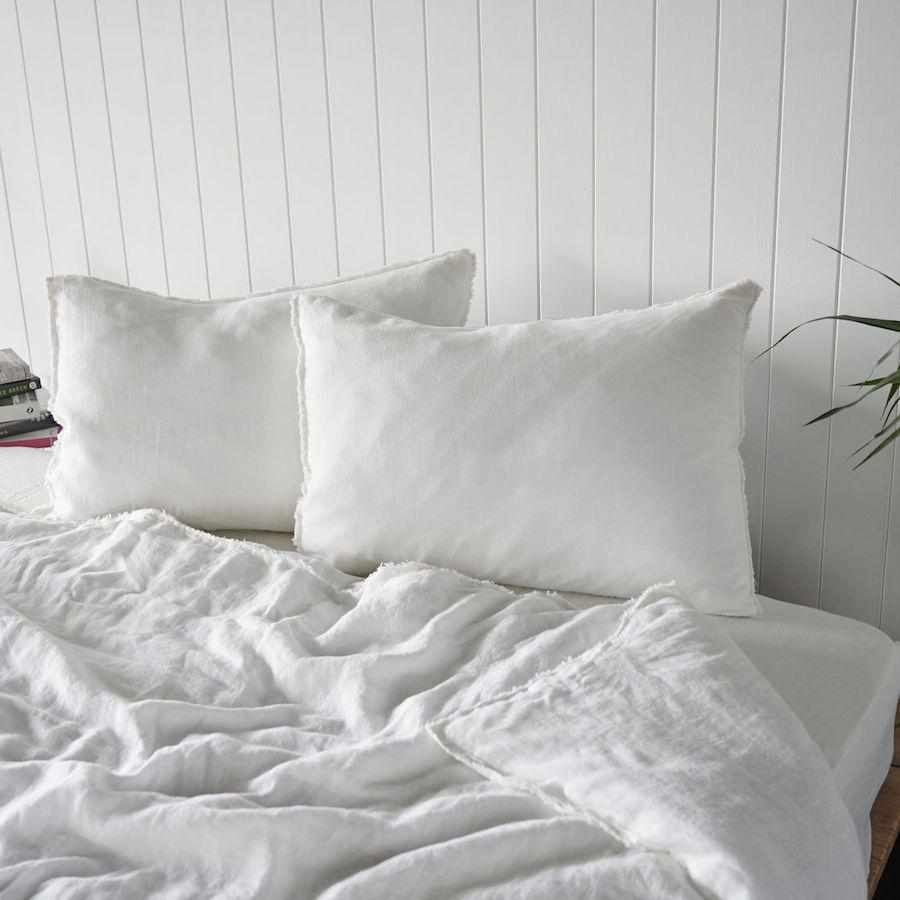 White Euro Linen Pillow Case Set