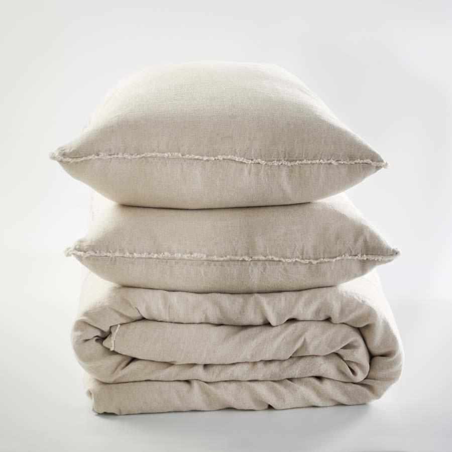 Euro linen natural quilt cover and linen pillow cases