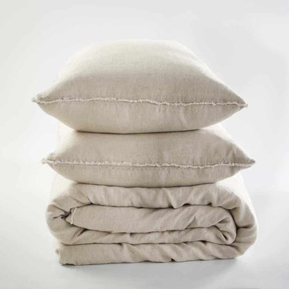 Euro linen natural quilt cover and linen pillow cases