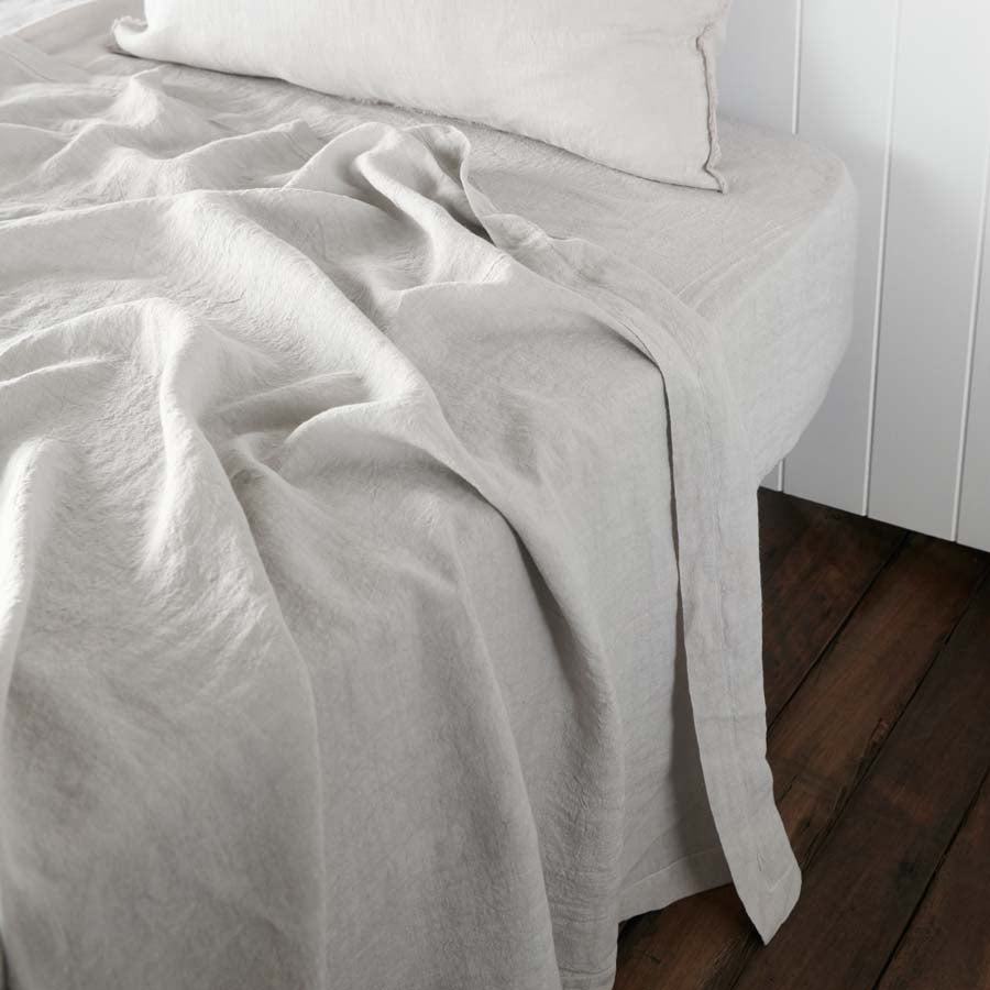 French Linen Flat Sheet - Silver Grey