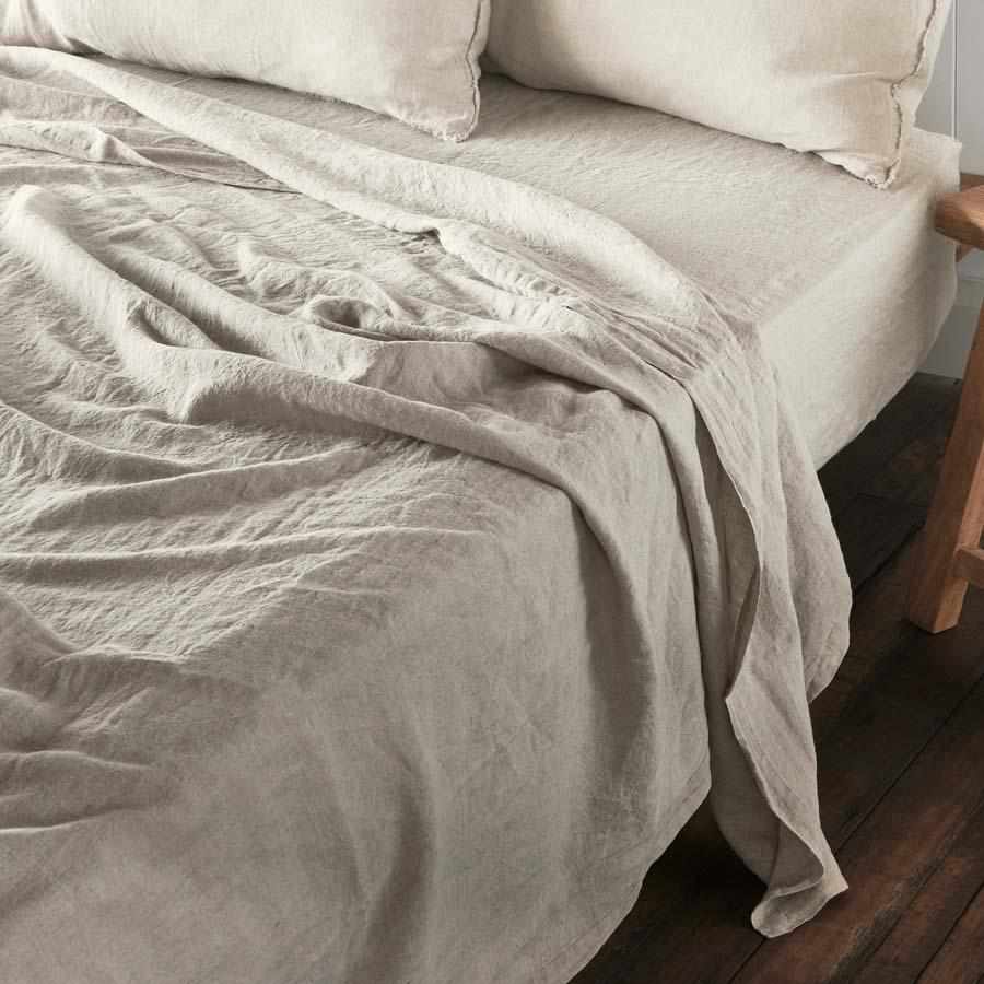 Natural Euro Linen Flat Sheet and Fitted Sheet Set