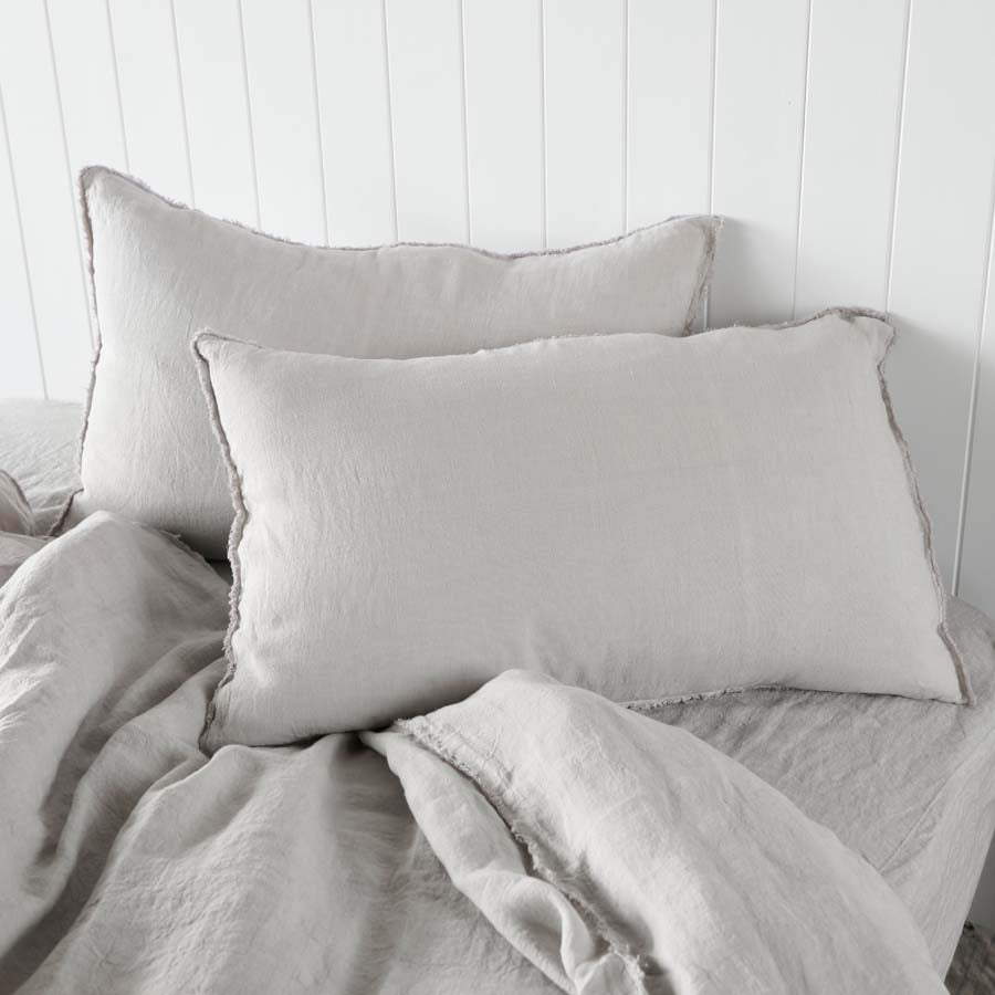 French Linen Pillowcase Set - Silver Grey