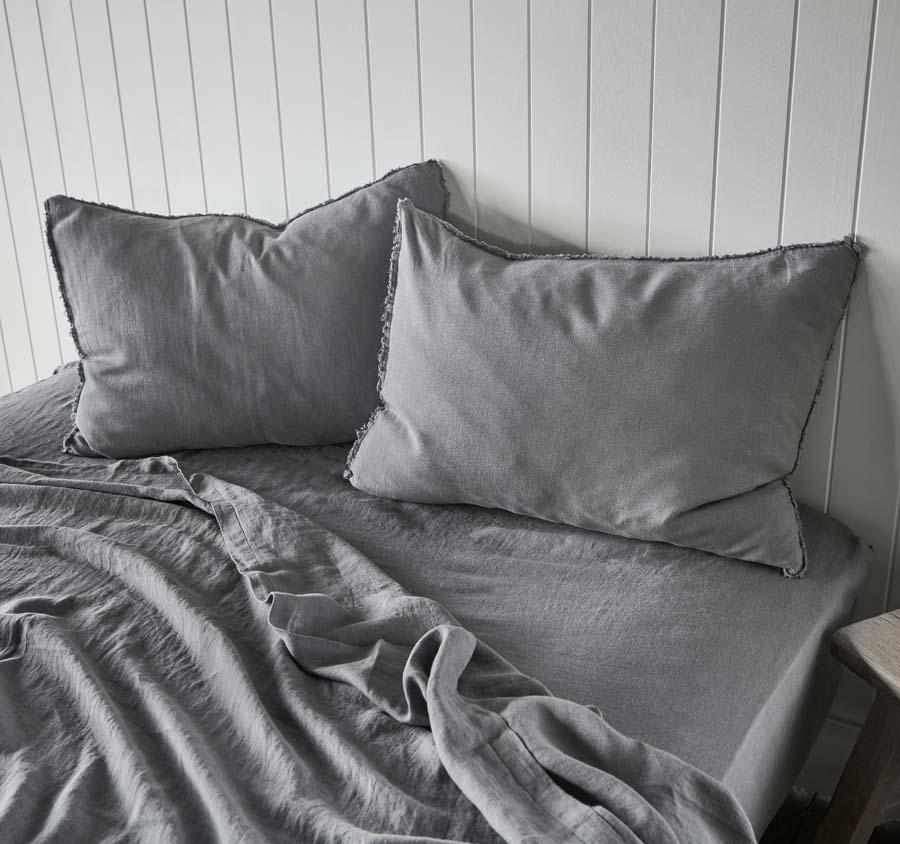 French Linen Fitted Sheet - Slate