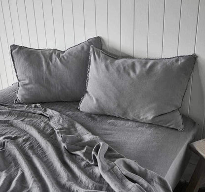 French Linen Fitted Sheet - Slate