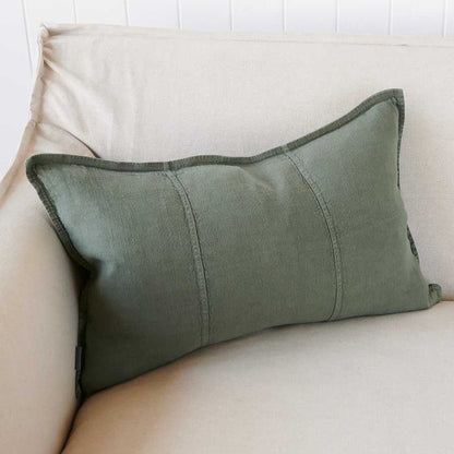 Luca Linen Cushion in Khaki crafted from 100% pre washed linen