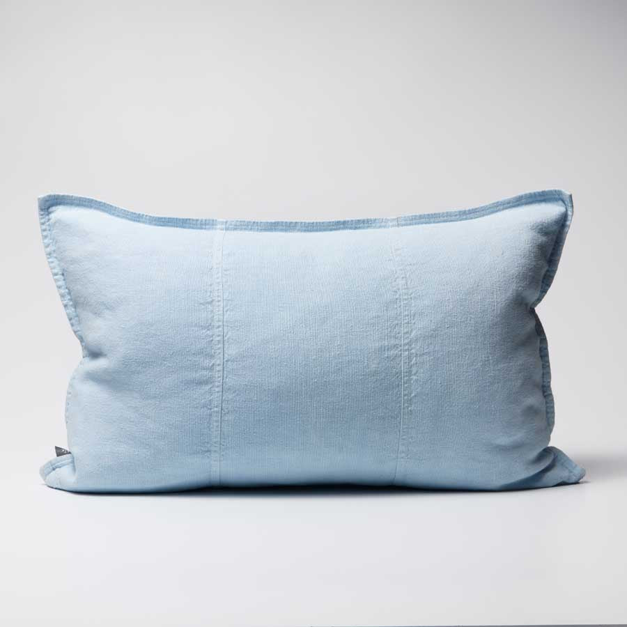 Luca Linen Cushion in soft blue crafted from 100% pre washed linen