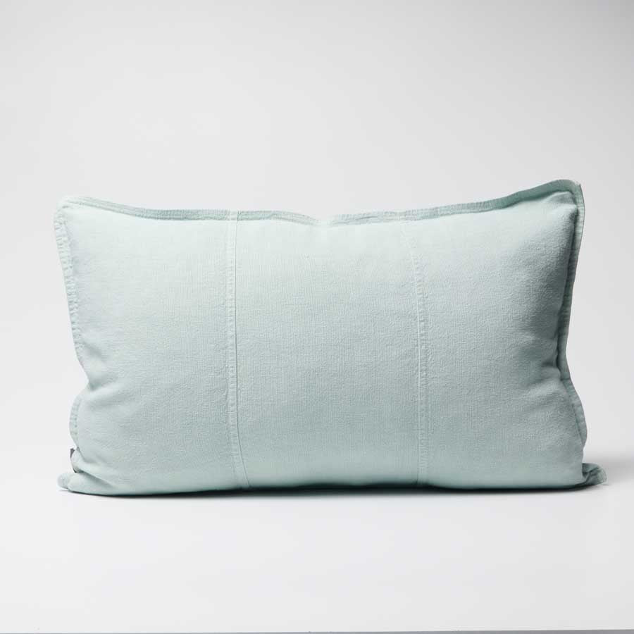Luca Linen Cushion in sea mist crafted from 100% pre washed linen