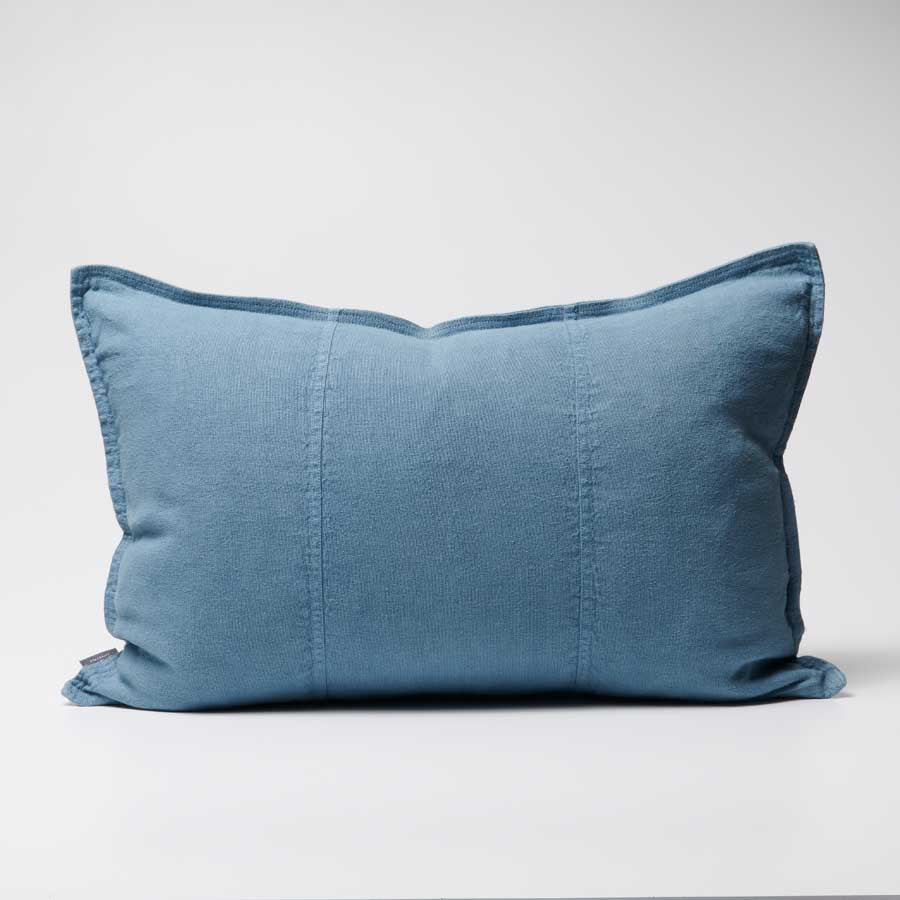 Luca Linen Cushion in Blue Azure colour crafted from 100% pre washed linen