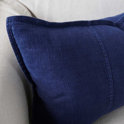 Luca Linen Cushion in navy crafted from 100% pre washed linen
