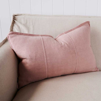 Luca Linen Cushion in musk crafted from 100% pre washed linen