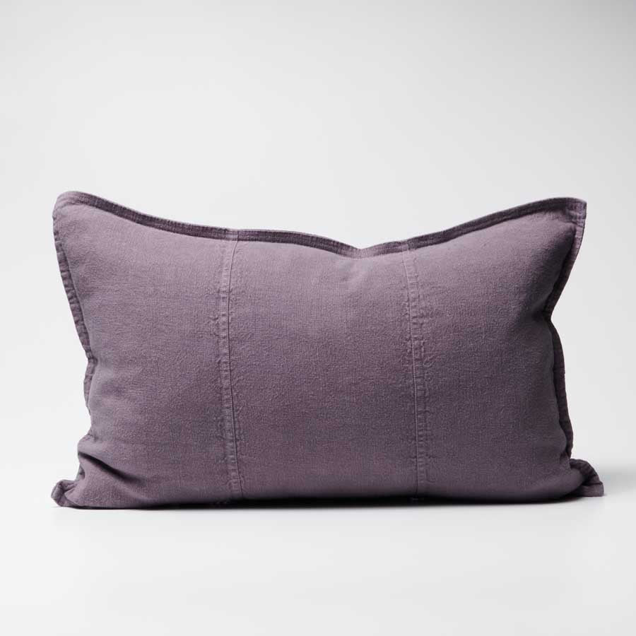 Luca Linen Cushion in Aubergine colour crafted from 100% pre washed linen