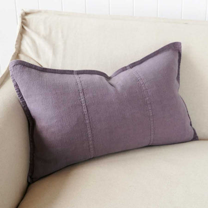 Luca Linen Cushion in Aubergine colour crafted from 100% pre washed linen
