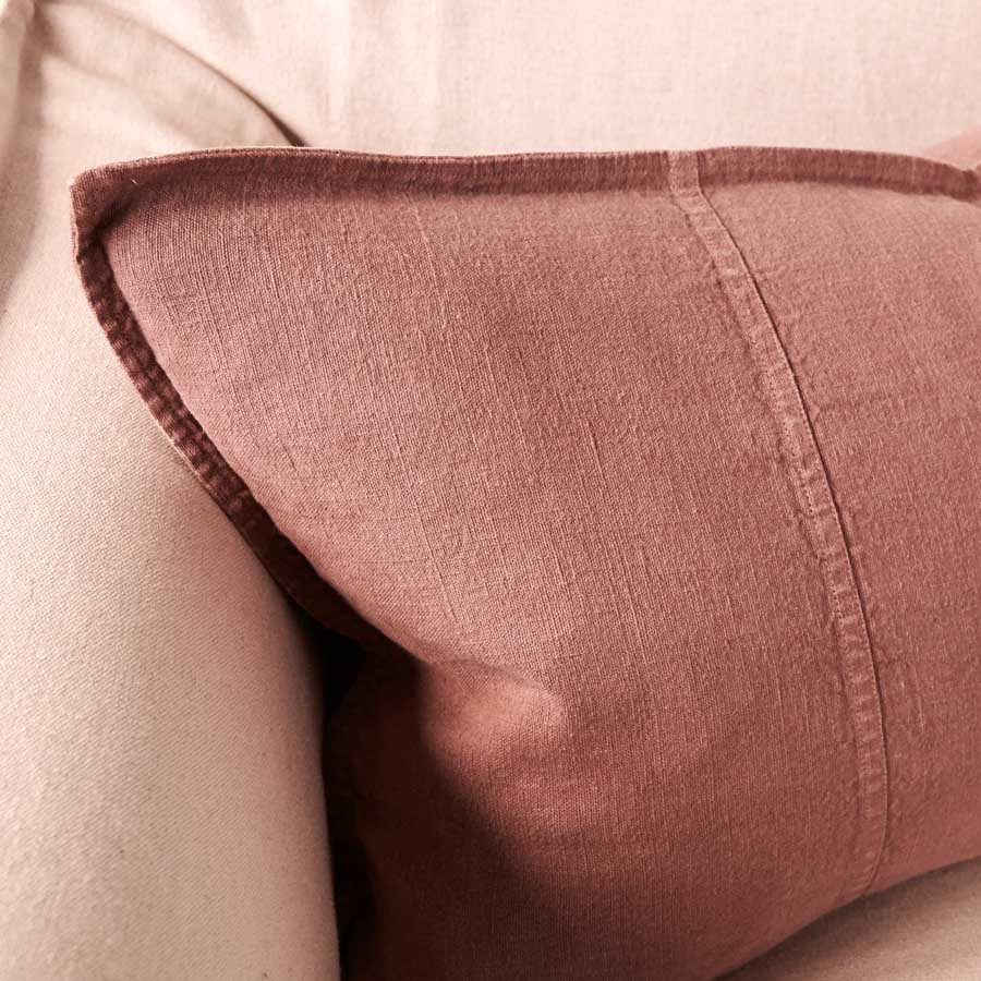 uca Linen Cushion in Desert Rose colour crafted from 100% pre washed linen