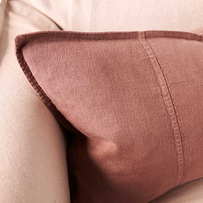 uca Linen Cushion in Desert Rose colour crafted from 100% pre washed linen