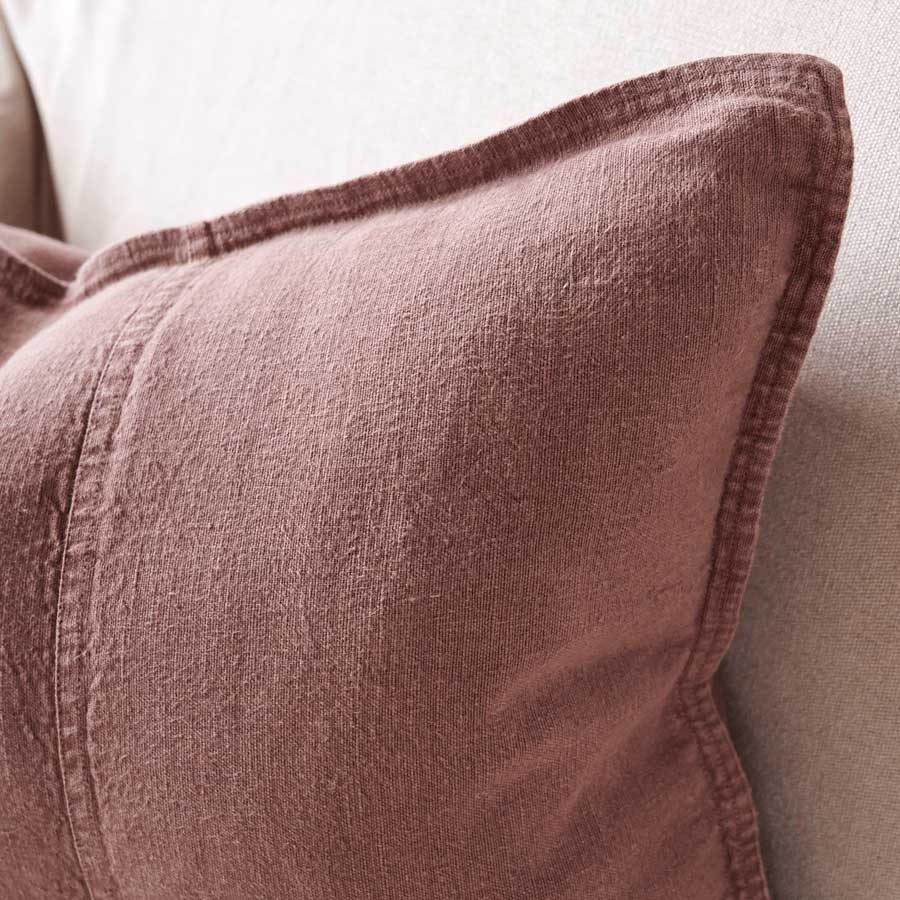 uca Linen Cushion in Desert Rose colour crafted from 100% pre washed linen