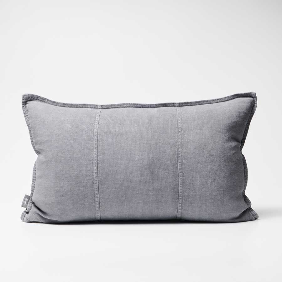 Luca Linen Cushion in slate crafted from 100% pre washed linen