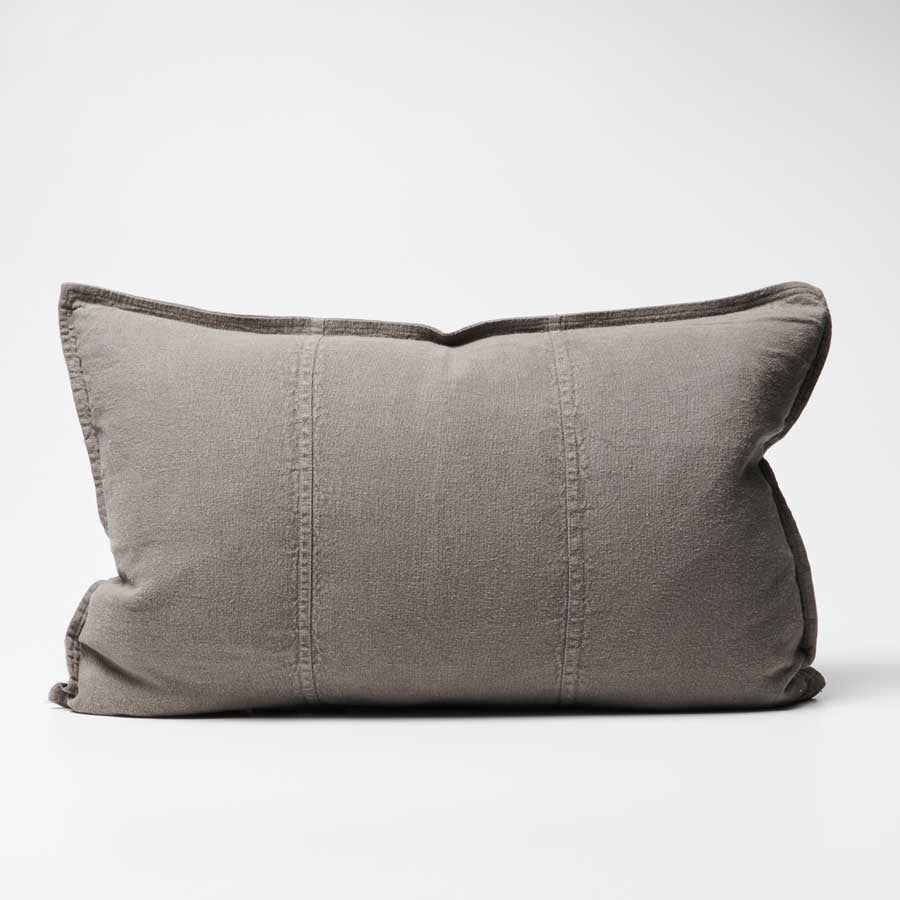 Luca Linen Cushion in Coal colour crafted from 100% pre washed linen