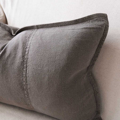Luca Linen Cushion in Coal colour crafted from 100% pre washed linen
