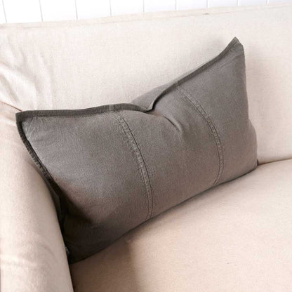 Luca Linen Cushion in Coal colour crafted from 100% pre washed linen
