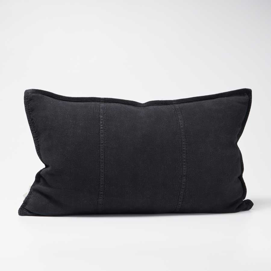 Luca Linen Cushion in Black colour crafted from 100% pre washed linen