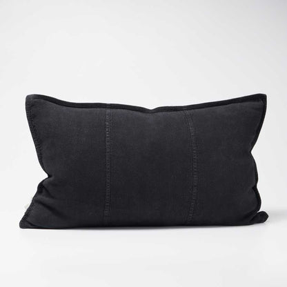 Luca Linen Cushion in Black colour crafted from 100% pre washed linen