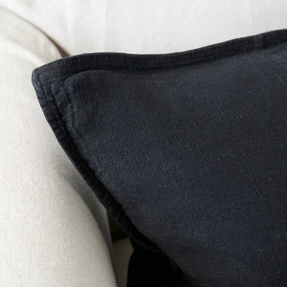 Luca Linen Cushion in Black colour crafted from 100% pre washed linen