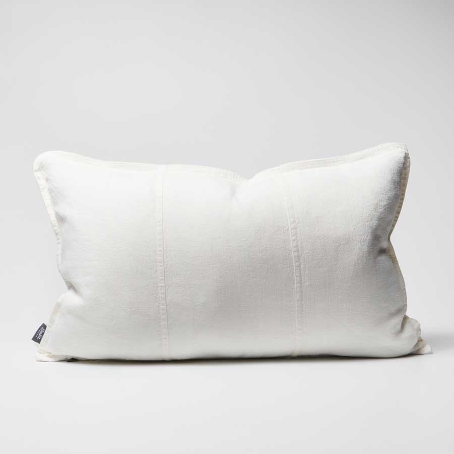 Luca Linen Cushion in white crafted from 100% pre washed linen