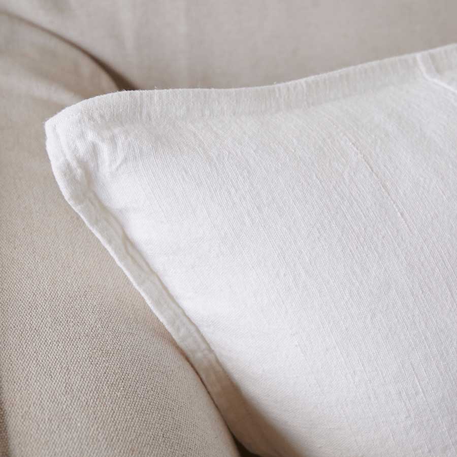 Luca Linen Cushion in white crafted from 100% pre washed linen