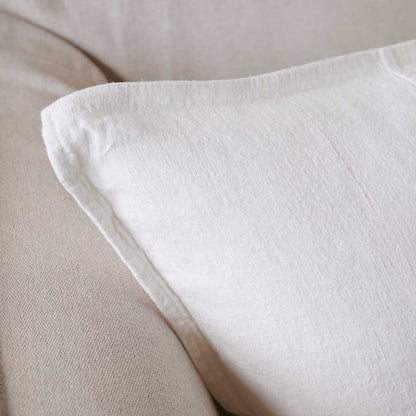 Luca Linen Cushion in white crafted from 100% pre washed linen