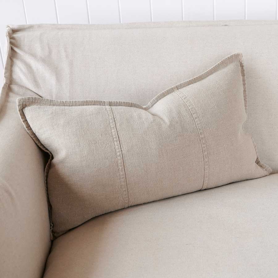 Luca Linen Cushion in natural crafted from 100% pre washed linen