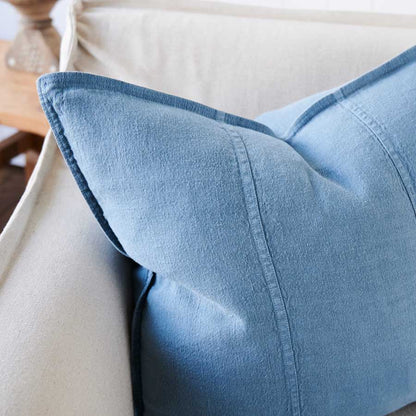 Luca Linen Cushion in Blue Azure colour crafted from 100% pre washed linen