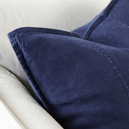 Luca Linen Cushion in navy crafted from 100% pre washed linen